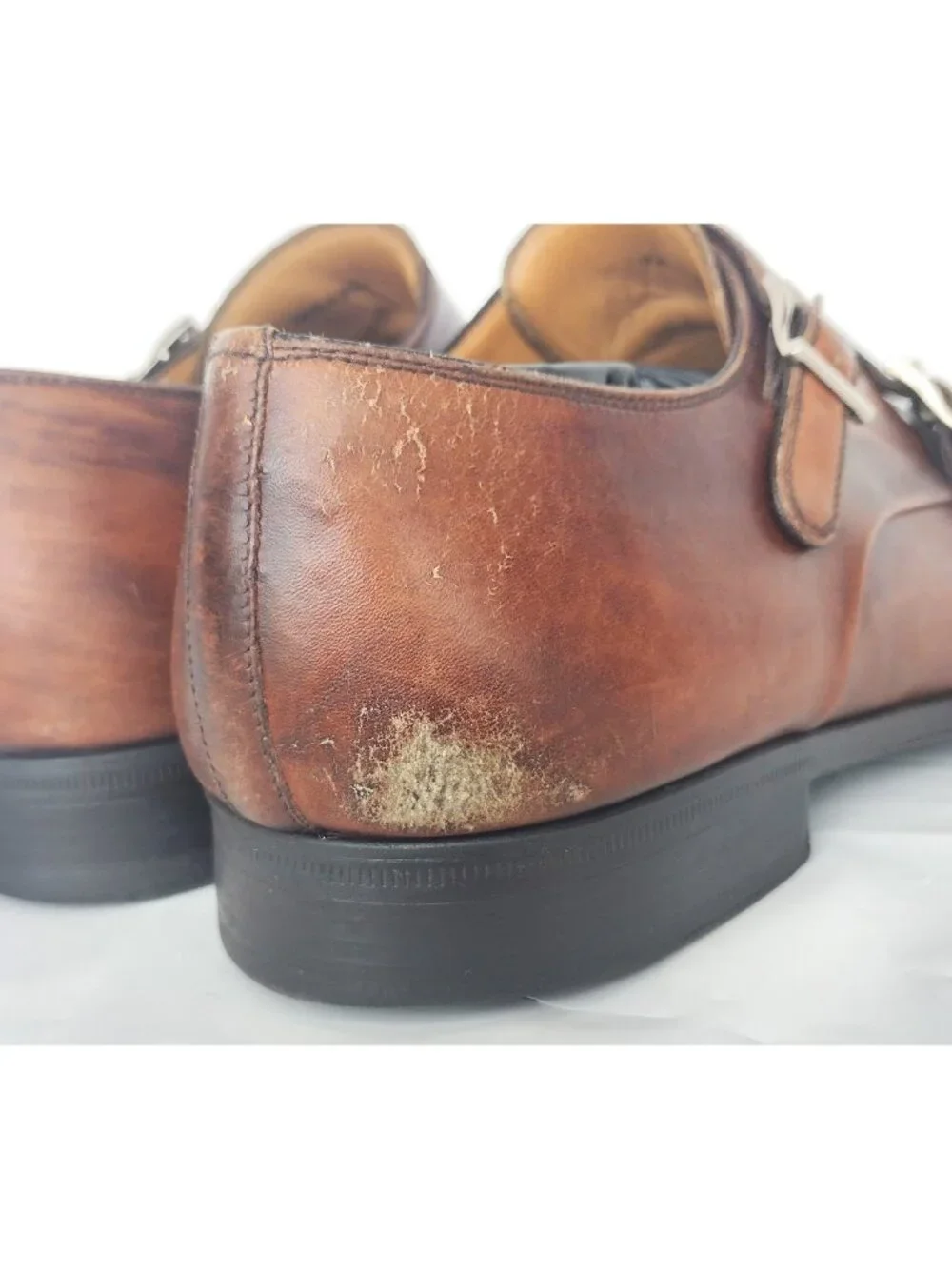 Magnanni Double Monk Strap Leather Dress Shoe Cognac Size 10  M